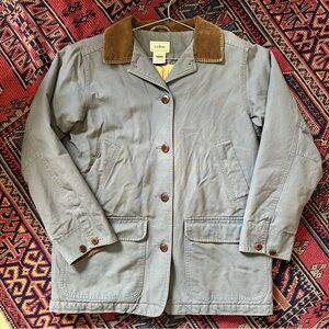 L.L. Bean Women's Utility Chore Coat insulated Jacket, with Brown Corduroy Trim